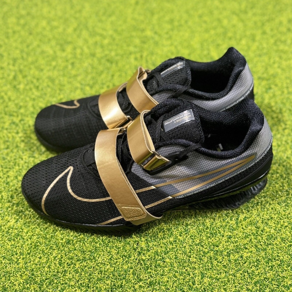 Nike Romaleos 4 Size 14 Weightlifting Shoes Black Metallic Gold CD3463-001